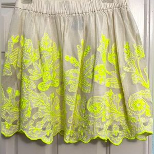 Anthropologie Printed neon lace mesh Skirt